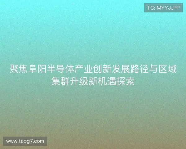 聚焦阜阳半导体产业创新发展路径与区域集群升级新机遇探索