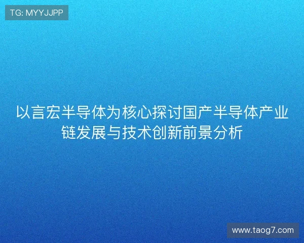 以言宏半导体为核心探讨国产半导体产业链发展与技术创新前景分析